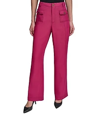 KARL LAGERFELD PARIS Solid Suiting Wide Leg Full Length Pants