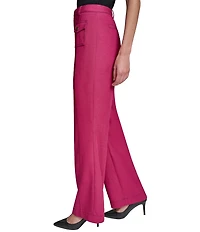 KARL LAGERFELD PARIS Solid Suiting Wide Leg Full Length Pants