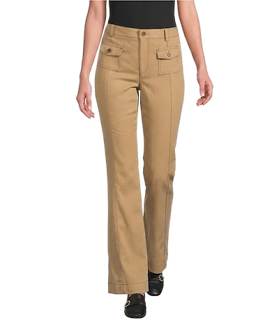 KARL LAGERFELD PARIS Solid Suiting Wide Leg Full Length Pants