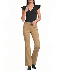 KARL LAGERFELD PARIS Solid Suiting Flare Leg Full Length Pants