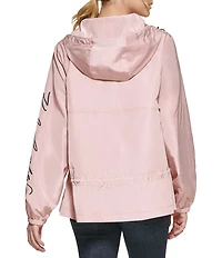 KARL LAGERFELD PARIS Sprint Hooded Zip Front Soft Windbreaker Jacket