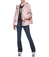 KARL LAGERFELD PARIS Sprint Hooded Zip Front Soft Windbreaker Jacket
