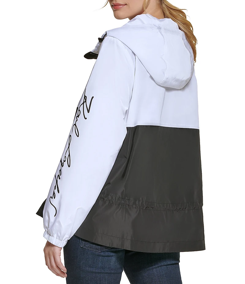 KARL LAGERFELD PARIS Sprint Hooded Zip Front Soft Windbreaker Jacket