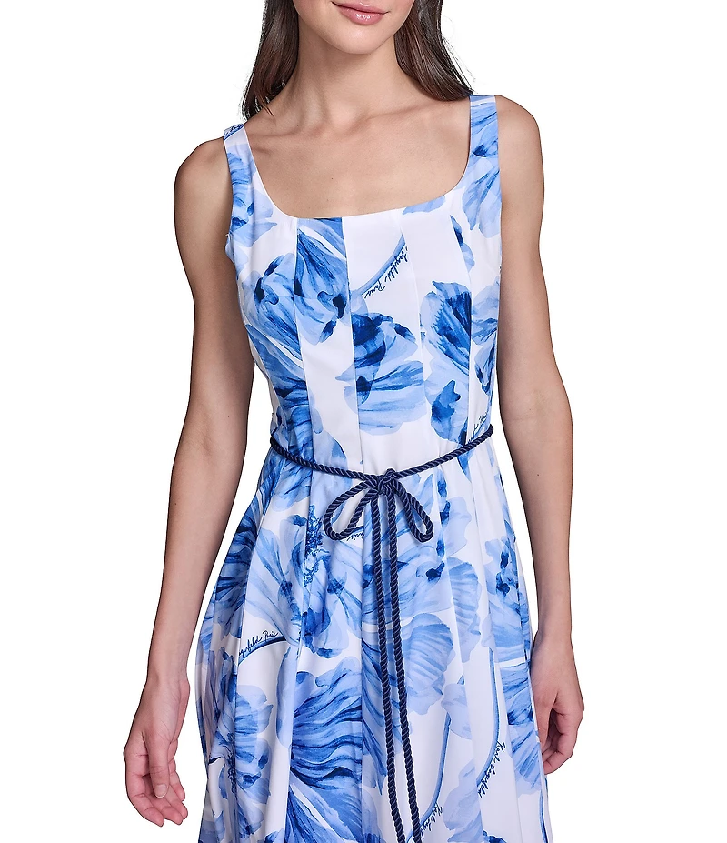 KARL LAGERFELD PARIS Square Neck Sleeveless Midi Dress