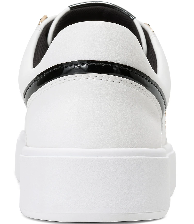 KARL LAGERFELD PARIS Stazie Leather Pearl Studded Lace Up Sneakers
