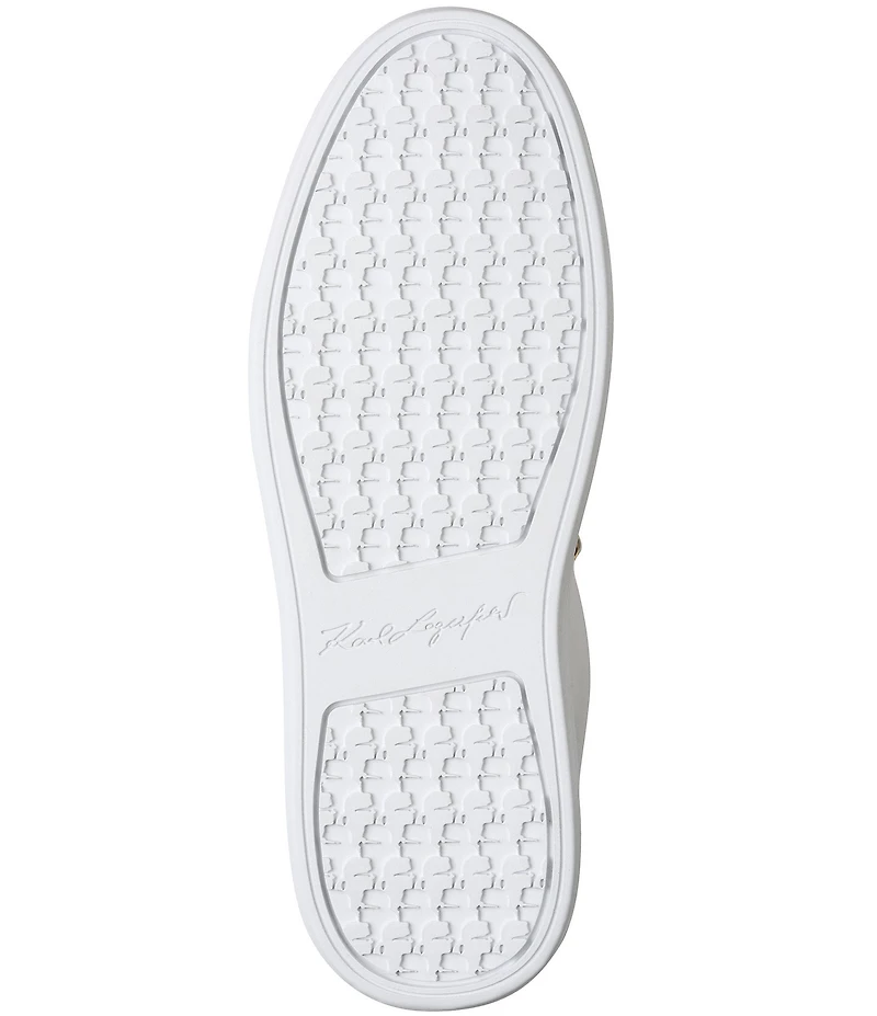 KARL LAGERFELD PARIS Stazie Leather Pearl Studded Lace Up Sneakers