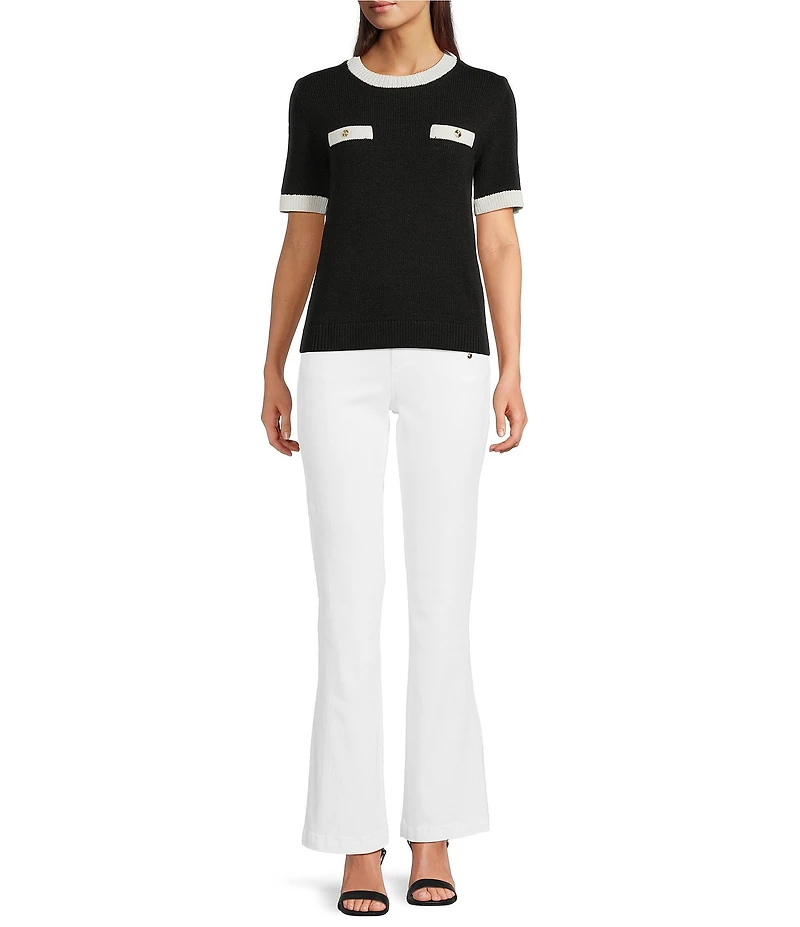 KARL LAGERFELD PARIS Straight Leg Embellished Stretch Denim Jeans