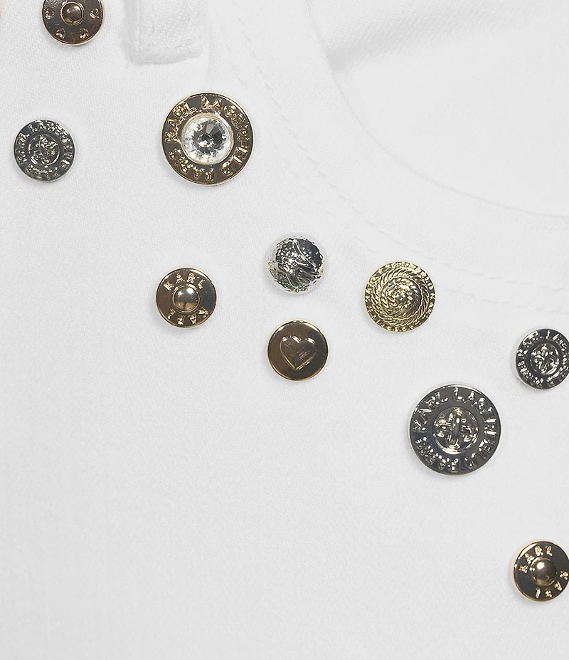 KARL LAGERFELD PARIS Straight Leg Embellished Stretch Denim Jeans