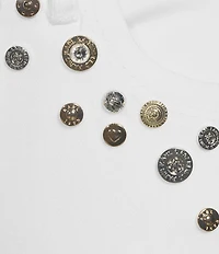 KARL LAGERFELD PARIS Straight Leg Embellished Stretch Denim Jeans