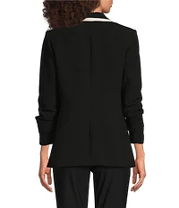 KARL LAGERFELD PARIS Stretch Contrast Trim Long Sleeve Jacket