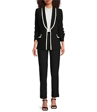 KARL LAGERFELD PARIS Stretch Contrast Trim Long Sleeve Jacket