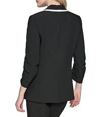 KARL LAGERFELD PARIS Stretch Contrast Trim Long Sleeve Jacket