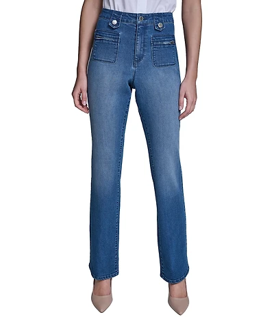 KARL LAGERFELD PARIS Stretch Denim Straight Leg Full Length Jeans