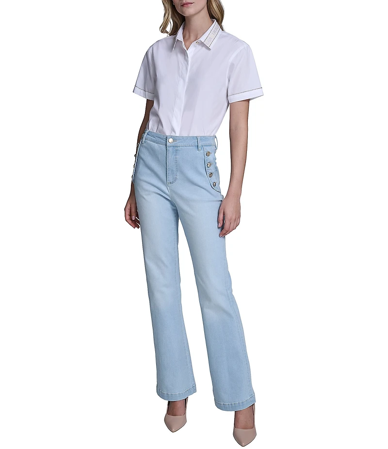 KARL LAGERFELD PARIS Stretch Denim Straight Leg Sailor Jeans