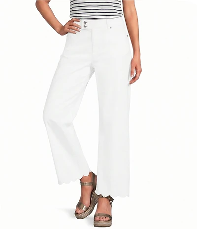 KARL LAGERFELD PARIS Stretch Denim Wide Leg Ankle Length Jeans