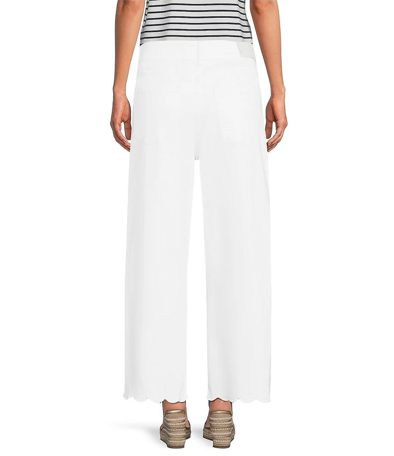 KARL LAGERFELD PARIS Stretch Denim Wide Leg Ankle Length Jeans