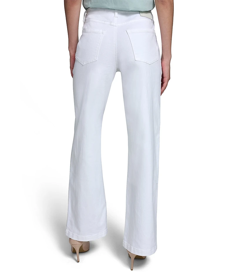 KARL LAGERFELD PARIS Stretch Denim Wide Leg Full Length Jeans