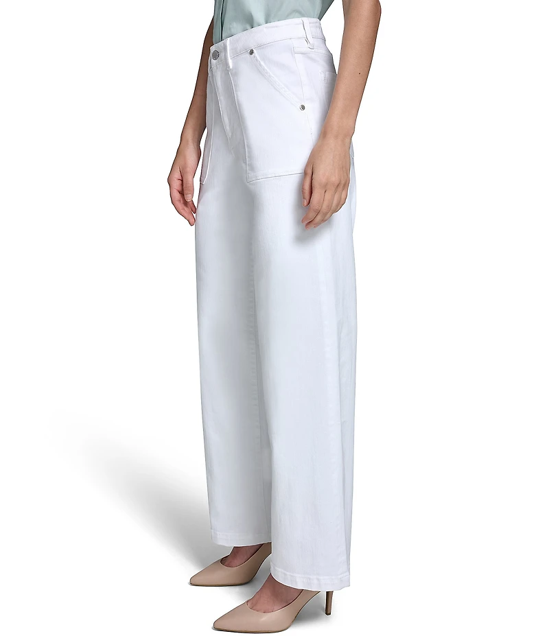 KARL LAGERFELD PARIS Stretch Denim Wide Leg Full Length Jeans