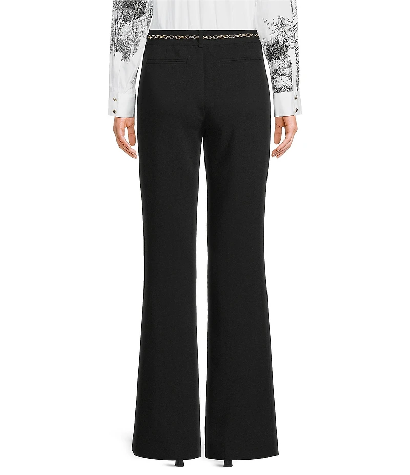 KARL LAGERFELD PARIS Stretch Textures Crepe Full Length Chain Pants