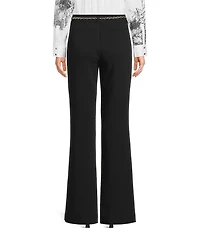 KARL LAGERFELD PARIS Stretch Textures Crepe Full Length Chain Pants