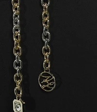 KARL LAGERFELD PARIS Stretch Textures Crepe Full Length Chain Pants