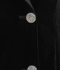 KARL LAGERFELD PARIS Stretch Velvet Notched Collar Double Breasted Blazer Dress