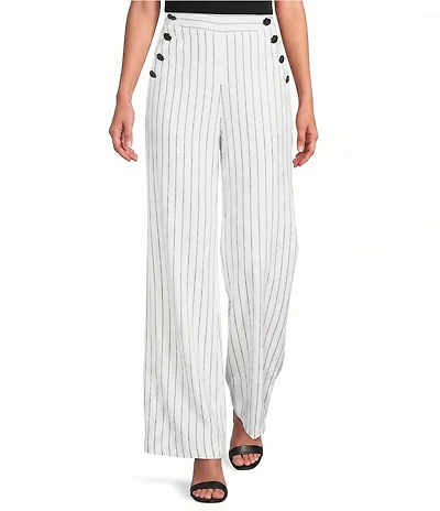 KARL LAGERFELD PARIS Stripe Wide Leg Full Length Sailor Pants