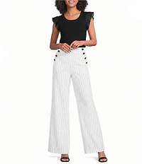 KARL LAGERFELD PARIS Stripe Wide Leg Full Length Sailor Pants