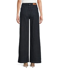 KARL LAGERFELD PARIS Striped Denim Chain Belt Wide-Leg Jeans