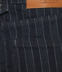 KARL LAGERFELD PARIS Striped Denim Chain Belt Wide-Leg Jeans