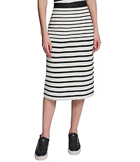 KARL LAGERFELD PARIS Striped Ponte Midi Skirt