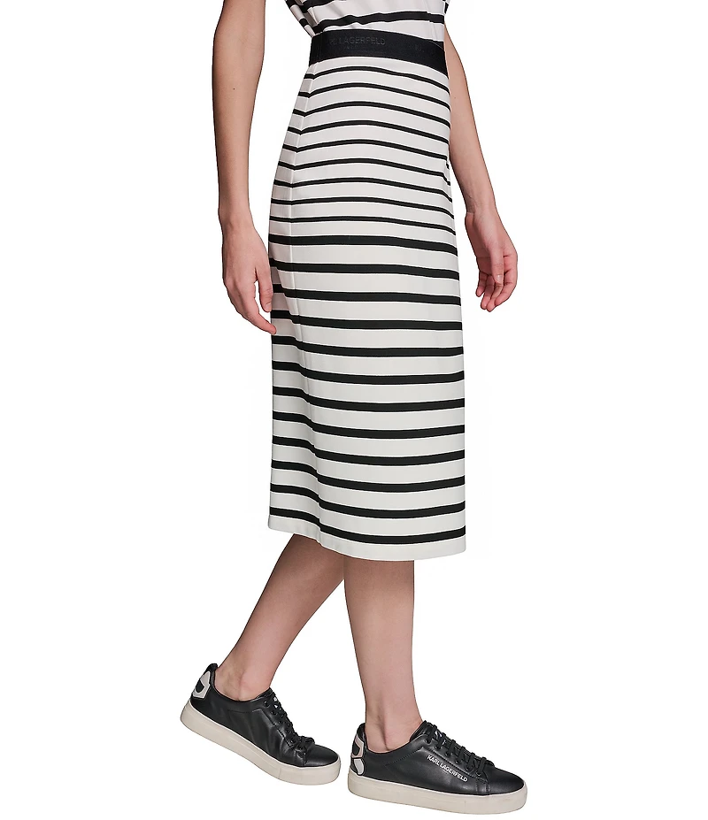 KARL LAGERFELD PARIS Striped Ponte Midi Skirt