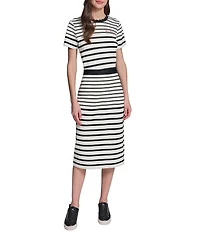 KARL LAGERFELD PARIS Striped Ponte Midi Skirt