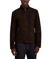 KARL LAGERFELD PARIS Suede Zip-Up Jacket