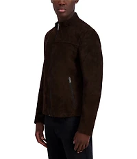 KARL LAGERFELD PARIS Suede Zip-Up Jacket