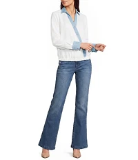 KARL LAGERFELD PARIS Tech Satin V-Neck Long Sleeve Surplice Blouse