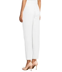 KARL LAGERFELD PARIS Textured Crepe Belted Straight Leg Pants