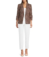 KARL LAGERFELD PARIS Textured Crepe Belted Straight Leg Pants