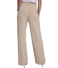 KARL LAGERFELD PARIS Textured Crepe Patch Pocket Full Length Straight Leg Pants