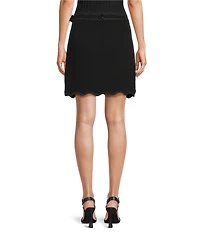 KARL LAGERFELD PARIS Textured Crepe Scalloped Wrap Skirt