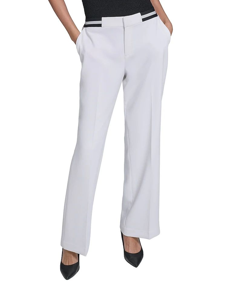 KARL LAGERFELD PARIS Textured Crepe Straight Leg Pants