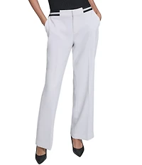 KARL LAGERFELD PARIS Textured Crepe Straight Leg Pants