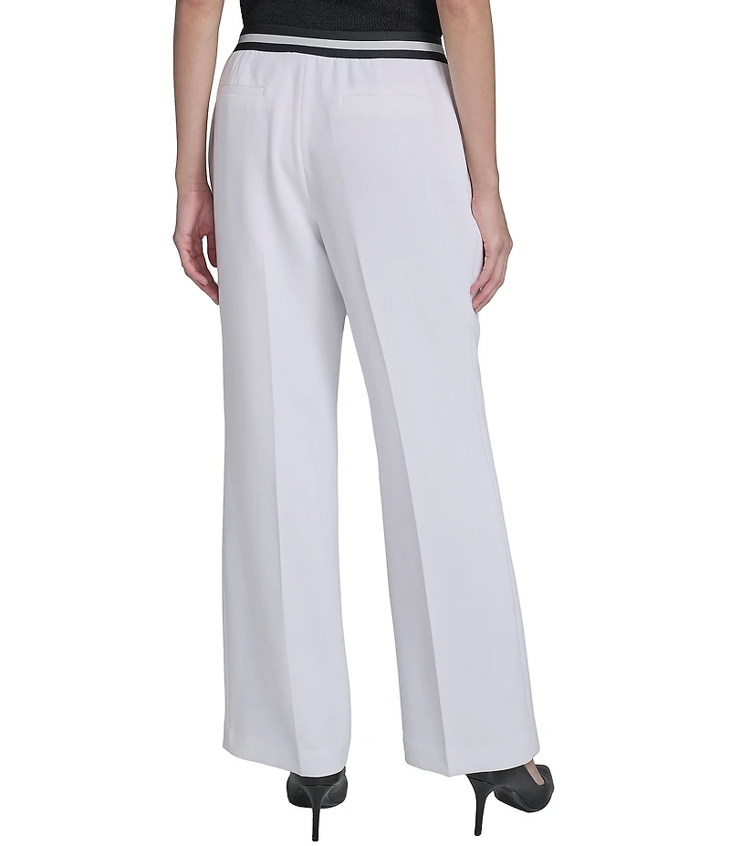 KARL LAGERFELD PARIS Textured Crepe Straight Leg Pants