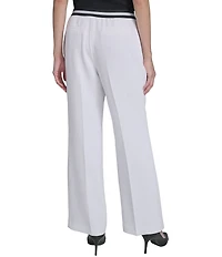 KARL LAGERFELD PARIS Textured Crepe Straight Leg Pants