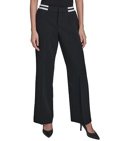KARL LAGERFELD PARIS Textured Crepe Straight Leg Pants