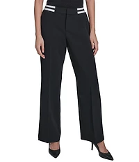 KARL LAGERFELD PARIS Textured Crepe Straight Leg Pants