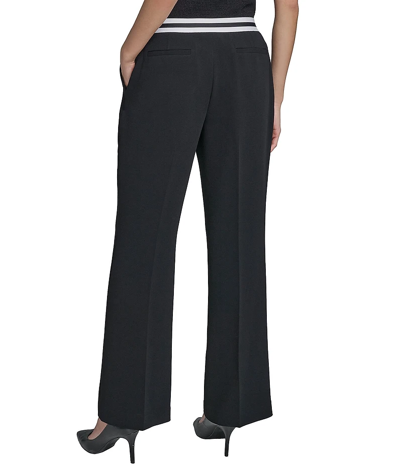 KARL LAGERFELD PARIS Textured Crepe Straight Leg Pants