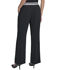 KARL LAGERFELD PARIS Textured Crepe Straight Leg Pants