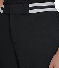 KARL LAGERFELD PARIS Textured Crepe Straight Leg Pants