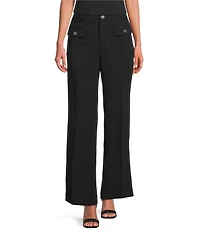 KARL LAGERFELD PARIS Textured Crepe Wide Leg Pants